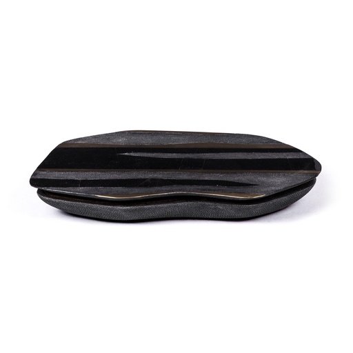 [107012380] Box M Nautical Pattern Dark (Coal Black,19x18x7 H CM, Shagreen)