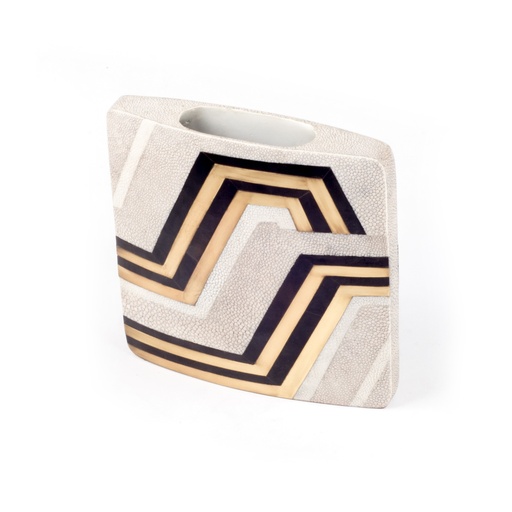 [1070022572] Vase M Blade Runner Pattern Light (Cream,8x36x60 H CM, Bronze-Patina/Brass)