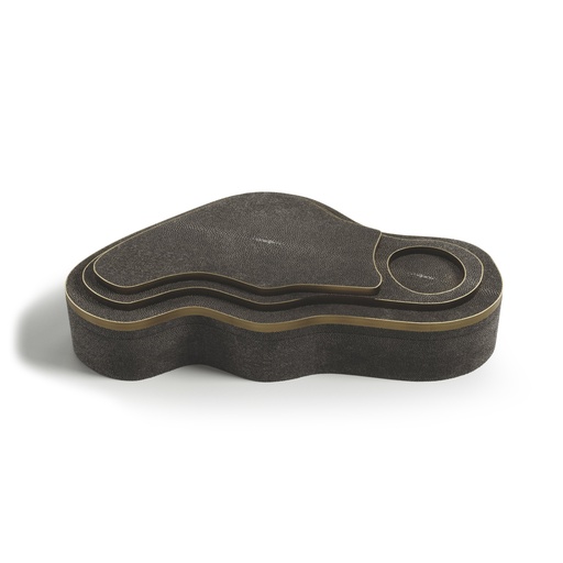 [107012382] Box Blue Penshell (Cream,15x22x5 H CM, Wood/Shagreen)