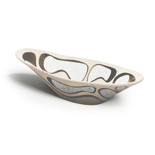 [10200110163] Bowl Quartz And Cream Shagreen (Brass/White,7x5x27 H CM, Bronze-Patina/Brass)