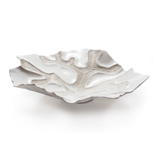 [101008152] Nymfa, Fossilia Porcelain Centerpiece, White (Multicolour,80x68 H CM, Fabric Jute And Wool)