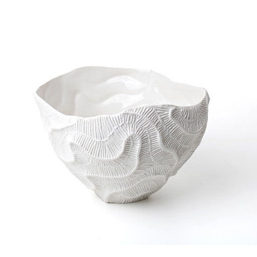 [10200110190] Perla, Fossilia Porcelain Bowl, White (White,18x19x13H CM, Porcelain)
