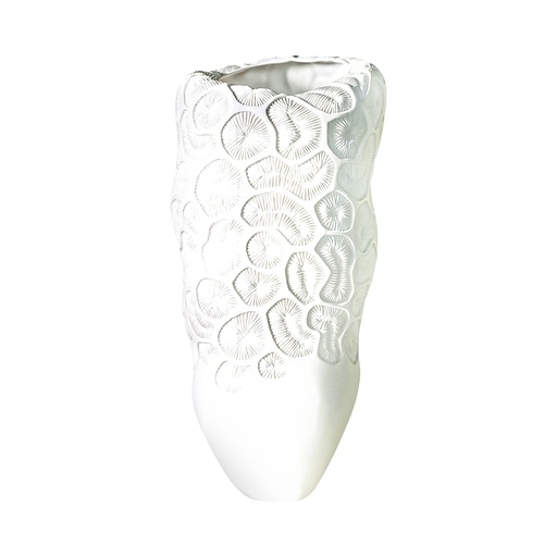 [1070022621] Poseidon, Fossilia Porcelain Vase, White (Multicolour,80x68 H CM, Fabric Jute And Wool)