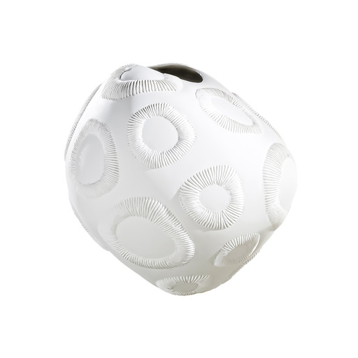 [1070022622] Moonstone, Fossilia Porcelain Vase, White (Rattan Natural,60x120x40, Stn12 Stone)