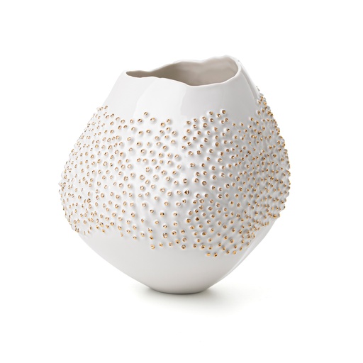 [1070022624] Oceania, Porifera Porcelain Vase, Gold (White,18x19x13H CM, Porcelain)