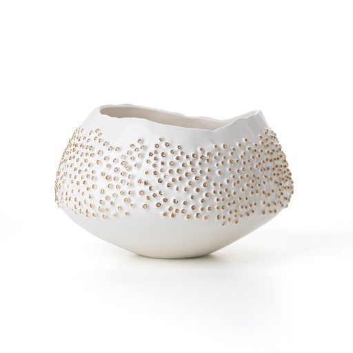 [10200110197] Oceano, Porifera Porcelain Bowl, Gold (Rattan Natural,60x120x40, Stn12 Stone)