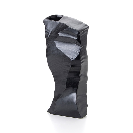[1070022633] Artika 3, Porcelain Vase, Black (Cream,23X23X17 H CM, Polished Brass)