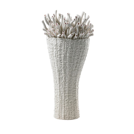 [1070022637] Attinia, Anthozoa Porcelain Vase, White Color (White,30x30x23 H CM, Porcelain)