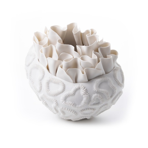 [1070022640] Antholia, Anthozoa Porcelain Vase, White (White/Blue,17x20x38 H CM, Porcelain)
