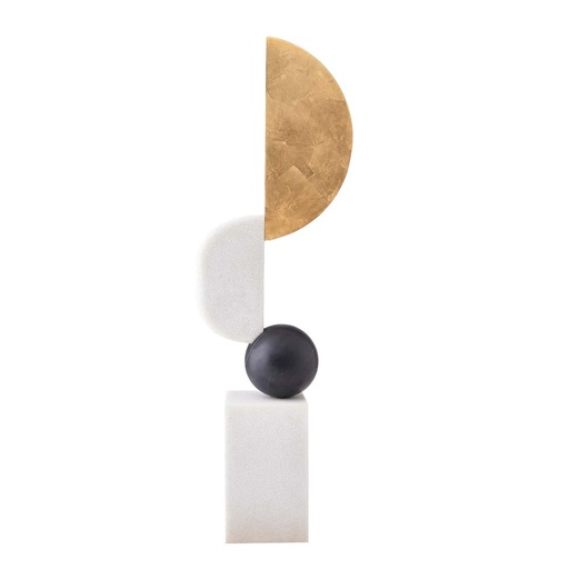 [107004329] Hiroshi Floor Sculpture
 (Gold,66x60x102H, Brass/Onyx)