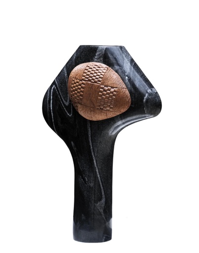 [107004338] Ila 03 Sculpture (Black/Gold,31x30.5x8.9, Stone/Brass)