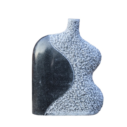 [107004343] Stone Mini 3 Sculpture (Black/Gold,31x30.5x8.9, Stone/Brass)