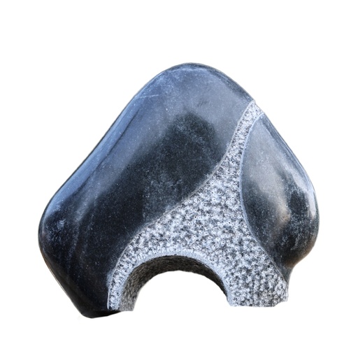 [107004344] Stone Mini 4 Sculpture (Black/Gold,31x30.5x8.9, Stone/Brass)
