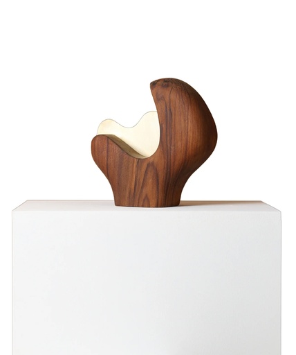 [107004351] Wood Mini - 4 Sculpture (Black/Gold,31x30.5x8.9, Stone/Brass)