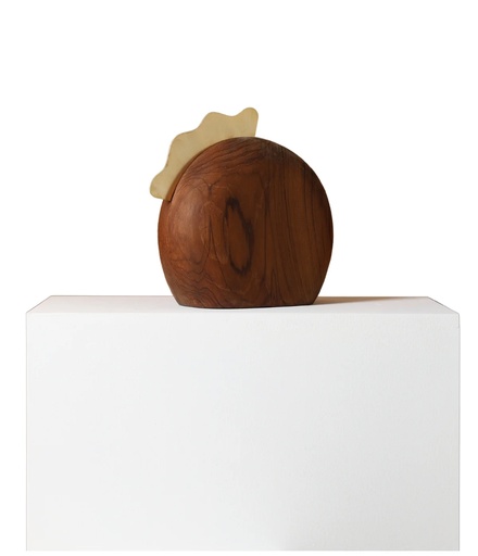 [107004353] Wood Mini - 6 Sculpture (Black/Gold,31x30.5x8.9, Stone/Brass)