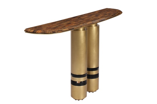 [202004183] Console
Dull Brass Metal Base With Semi Precious Tiger Eye Top  (Tiger Eye Top,W32.5xL150xH82.5, Brass Metal Base / Tiger Eye Top )