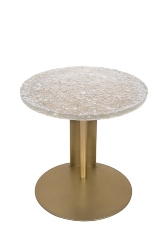 [202002650] The Blown Glass Side Table (Gold/White,12x12x57H cm, Ceramic)