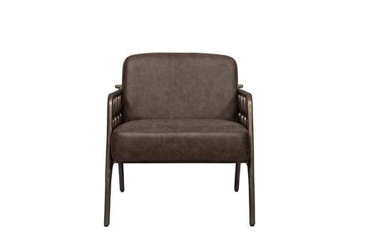 [206000339] Virello Leather Accent Chair (Gold/White,12x12x57H cm, Ceramic)