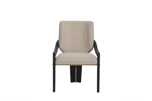 [206001132] Dining Chair With Oak Finish And Metal Inset (Tiger Eye Top,W32.5xL150xH82.5, Brass Metal Base / Tiger Eye Top )