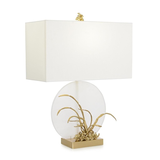 [110001519] Serenity Table Lamp
 (Clear/Gold,30x40xH100, Brass/Glass)