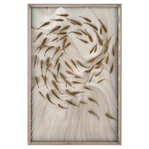 [208002460] Robat'S School Of Fish
 (Gold,W40.005xD12.7xH40.005, Polished Brass)
