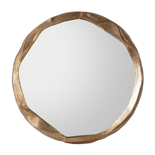 [208001231] Round Ruga Mirror, Large Gold
 (Silver/White,85X97X102, Upholstered)