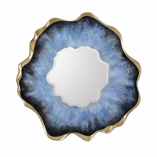 [208001232] Dirillo Mirror, Blue Agate
 (Multicoloured,W40.64xD40.64xH71.12, Light Gold)