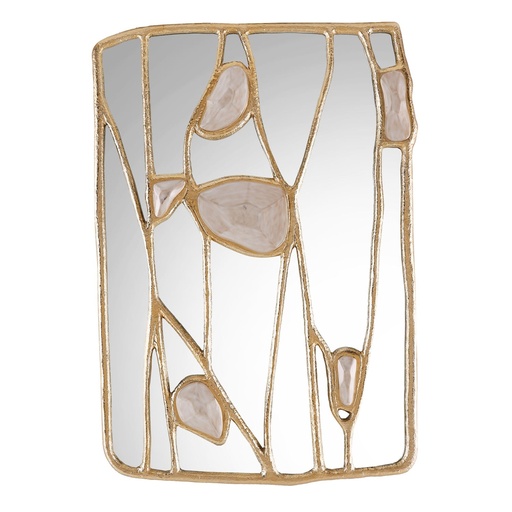 [208001234] Embelished Branches Mirror, Gold (Cream,110x250x80H CM, Shagreen)