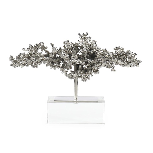 [107004421] Organic Opulence Sculpture On Crystal Base, Horizontal
 (Gold,W40.005xD12.7xH40.005, Polished Brass)