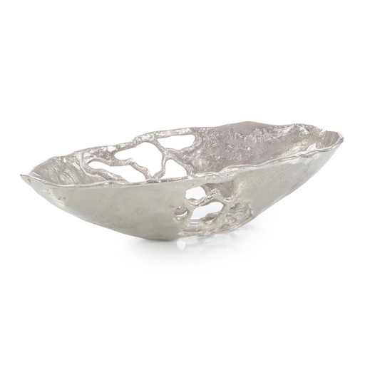 [10200110200] Gossamer Bowl
 (White/Nickel,50X22X11 H CM, Enamel-Coated Metal)