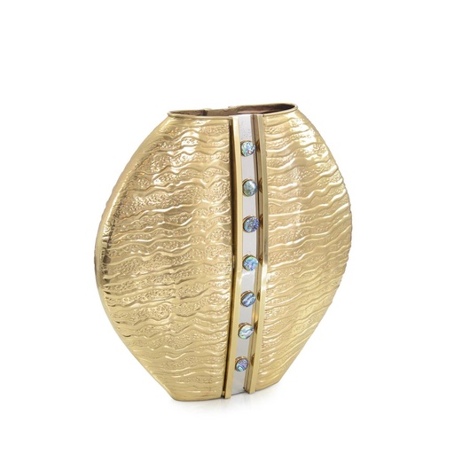 [1070022651] Savile Row Vase I
 (Wood,21x20.4x8.9, Wood/Brass)