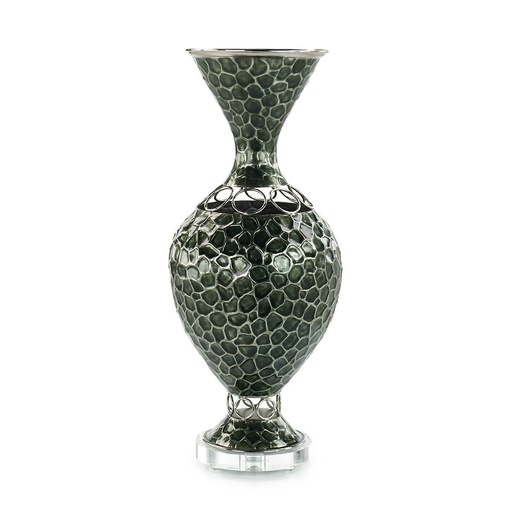 [1070022824] Demeter Vase, Large Green

 (Brass,W26.035xD17.145xH55.245, Mercury Glass)