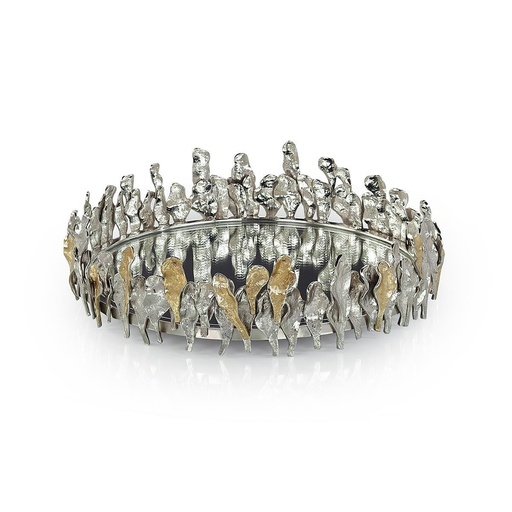 [102004437] Plume Tray

 (Nickel,42X42X11 H CM, Nickel/Polished Brass)