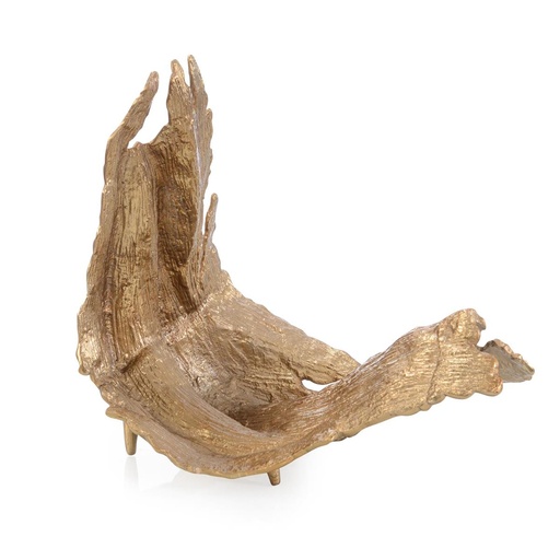 [107004421] 
Time-Worn Leaf Sculpture, Large Brass

 (Blue,W30.48xD16.51xH31.115, Porcelain)