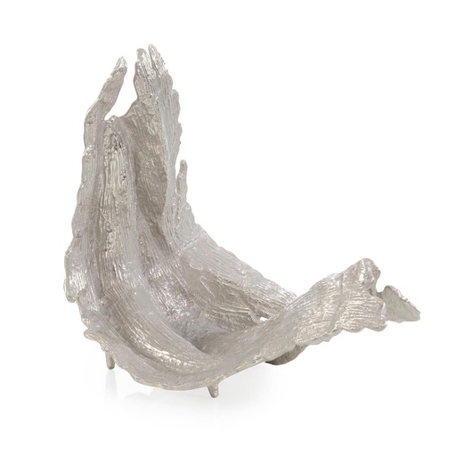 [107004384] Time-Worn Leaf Sculpture, Large Nickel

