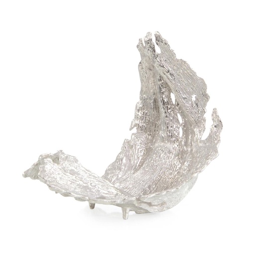 [107004421] Time-Worn Leaf Sculpture, Small Nickel

 (Blue,W30.48xD16.51xH31.115, Porcelain)