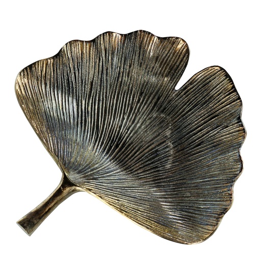 [10200110210] Gingko Leaf Bowl, Large

 (Nickel,W83.82xD40.005xH11.43, Washed Nickel)
