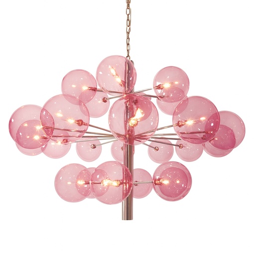 [207001239] Rose Glow Chandelier (Clear/Gold,30x40xH100, Brass/Glass)
