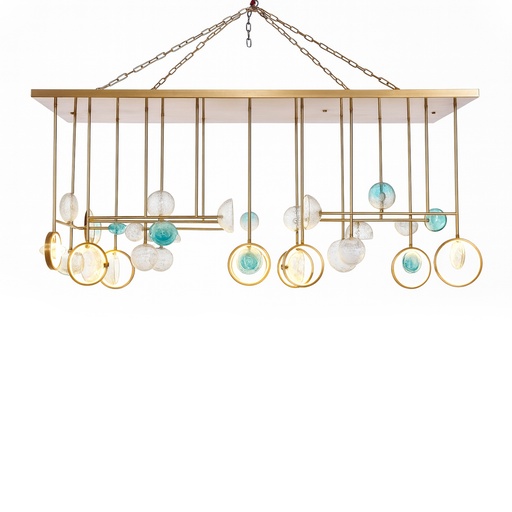[207001241] Aurum Glow Chandelier (Clear/Gold,30x40xH100, Brass/Glass)