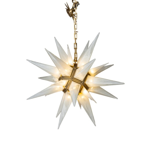 [207001245] Rock Crystal Chandelier Gold Metal & Rock Crystal (Gold,DIA 40 CM, Antique Applique)
