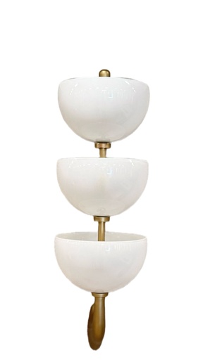[207003176] Brass With Milky Glass Globe (Haf Ball) Sconce (Gold/White,85x15x25H, Frosted Antique Brass)