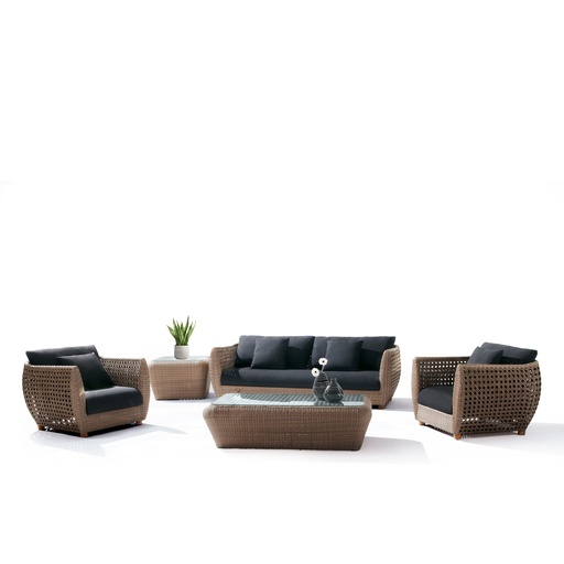 [207007008] Voyage Sofa Set (Grey/White,W105xL240xH75.5, Veneer/Selenite Stone)