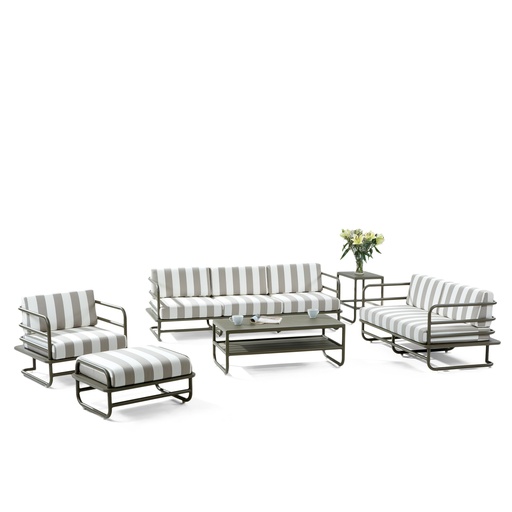 [207007012] Autura Set (Grey/White,1SS-84.5x84.5x70H 2SS-156x84.5x70H 3SS-227x84.5x65H OTM-84.5x67x38H CT-120x60x44H ST-60x40x45H, Powder Coated Aluminum Frame)