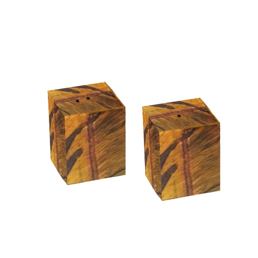 [101004110] S/2 Tiger Eye salt & pepper (Black/Gold,40X30 H CM, Polished Brass)