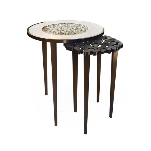 [202002694] Set of 2 Nesting Side Table (Cream,15x22x5 H CM, Wood/Shagreen)