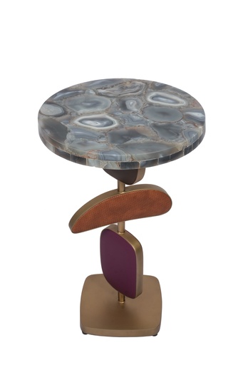 [202002700] Side Table ettu-25/09 (Tiger Eye Top,W32.5xL150xH82.5, Brass Metal Base / Tiger Eye Top )