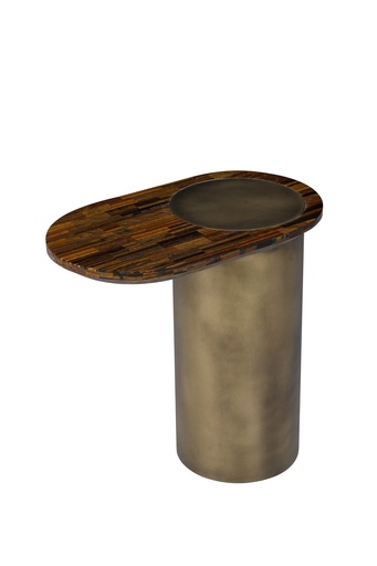 [202002703] Side Table ettu-25/27 (Tiger Eye Top,W32.5xL150xH82.5, Brass Metal Base / Tiger Eye Top )