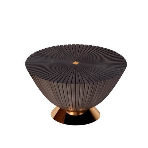 [32-109-80 V1-OB] Goathi 80 Coffee Table (Solid Ash wood with dark stain,80.5x80.5x46 H cm, Table Top: Version 1 - Solid Ash wood with dark stain with matt finish.  Footer: B- Gold leaf or Special effect Ref. Brass with gloss finish.)