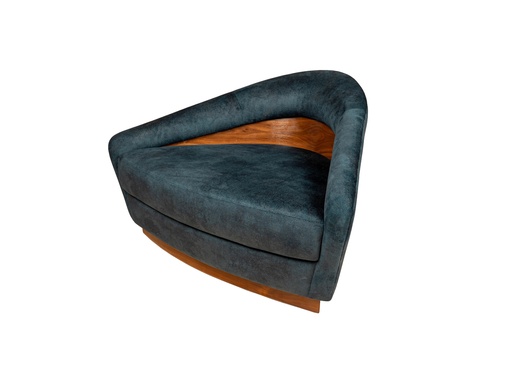 [63-214 V2] Matterhorn Armchair (130x67x92 H cm, Table top & Circles: Walnut wood with matt finish. Legs: Version 2 - Metal effect** Ref. Brass brushed with gloss finish)