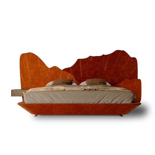 [71-609 V2-OB] Ginkgo Bed (310x225x140 H cm, Walnut Wood with matt finish.)